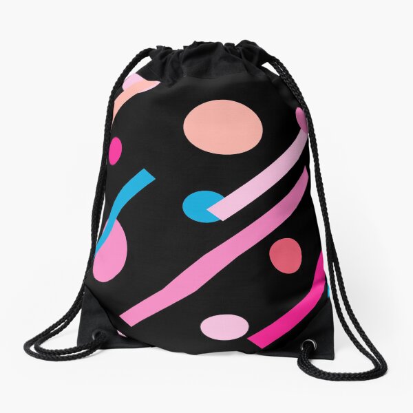 Linear Pink - Dots and Dashes Drawstring Bag