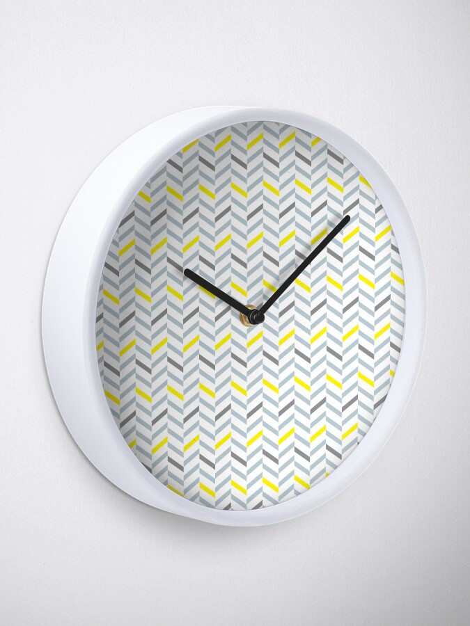 Alternate view of Geometric pattern - simple, black, grey, yellow Clock