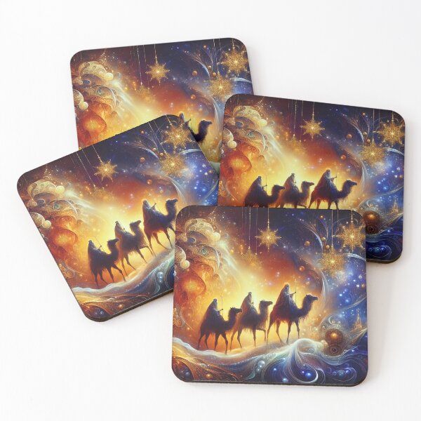 Item preview, Abstract ornamental illustration of three wise men traveling to visit born Jesus in Bethlehem designed and sold by 4Seasons.