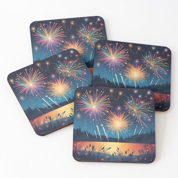 Item preview, Fire works under night lights designed and sold by WildLadyWood.