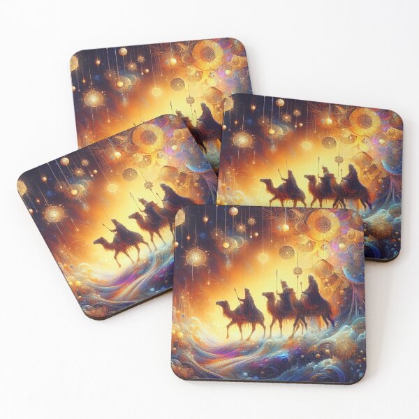 Item preview, Abstract ornamental illustration of three wise men traveling to visit born Jesus in Bethlehem designed and sold by 4Seasons.