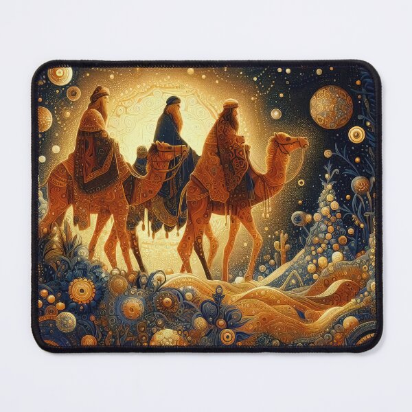 Item preview, Abstract ornamental illustration of three wise men traveling to visit born Jesus in Bethlehem designed and sold by 4Seasons.