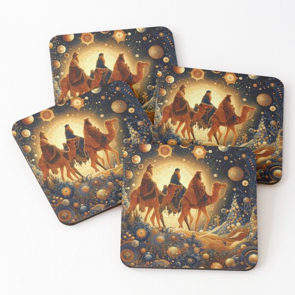 Item preview, Abstract ornamental illustration of three wise men traveling to visit born Jesus in Bethlehem designed and sold by 4Seasons.