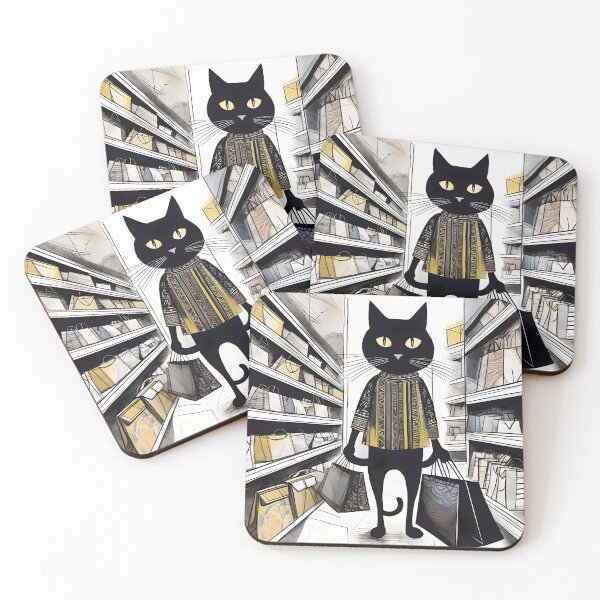 Item preview, Black cat goes shopping designed and sold by WildLadyWood.