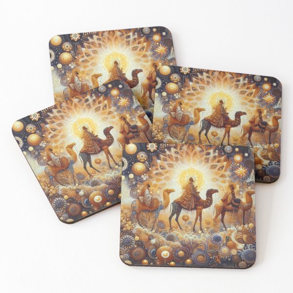 Item preview, Abstract ornamental illustration of three wise men traveling to visit born Jesus in Bethlehem designed and sold by 4Seasons.