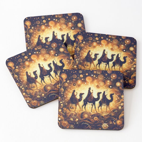 Item preview, Abstract ornamental illustration of three wise men traveling to visit born Jesus in Bethlehem designed and sold by 4Seasons.