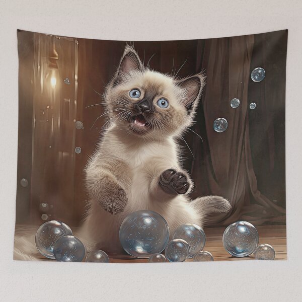 Item preview, Siamese Kitten Playing with Bubbles designed and sold by Elisabeth Lucas.