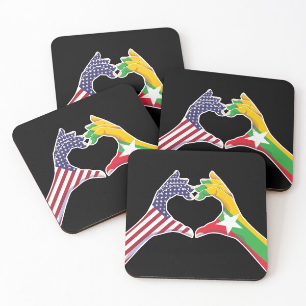Item preview, Myanmar Burmese Burma USA United States American America Love Heart Peace designed and sold by FlagX.
