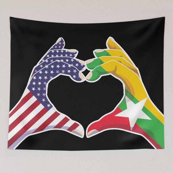 Item preview, Myanmar Burmese Burma USA United States American America Love Heart Peace designed and sold by FlagX.