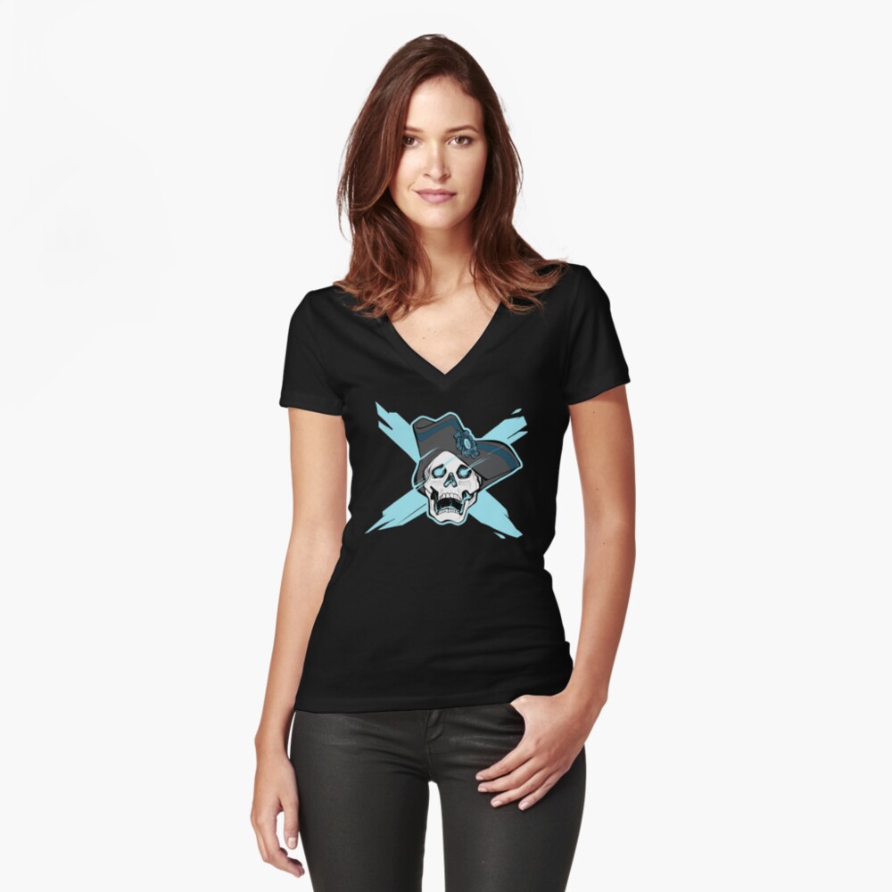 LESBIANS AT SEA Fitted V-Neck T-Shirt