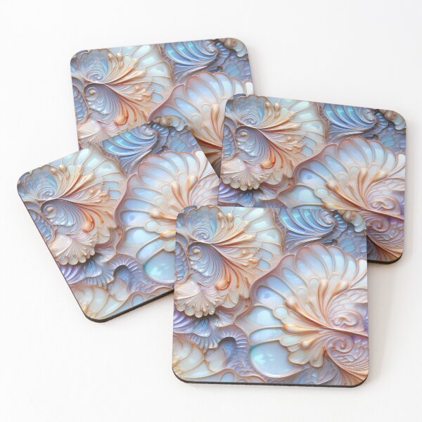 Item preview, Art Nouveau Ethereal Seashell Spiral Patterns in Iridescent Hues designed and sold by polonuim210.