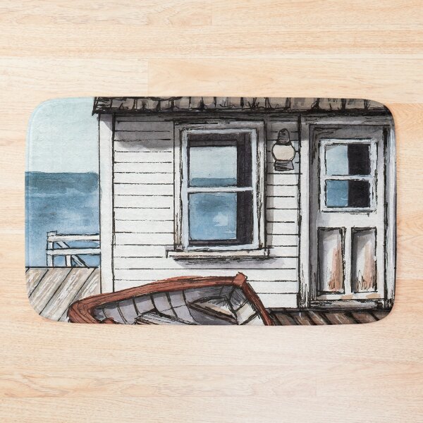 Item preview, Beach house watercolour painting designed and sold by Funsize-Art.