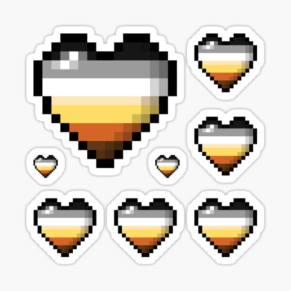 Large Pixel Heart Design in Gay Bear Pride Flag Colors Sticker
