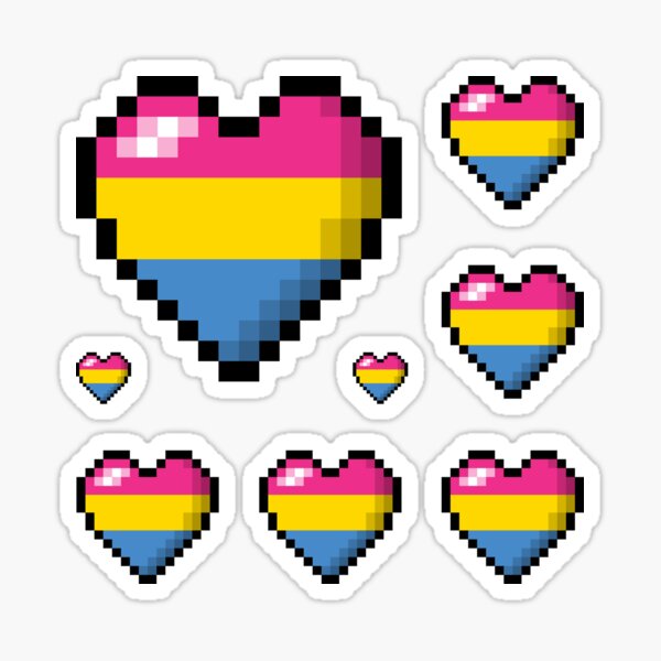 Large Pixel Heart Design in Pansexual Pride Flag Colors Sticker