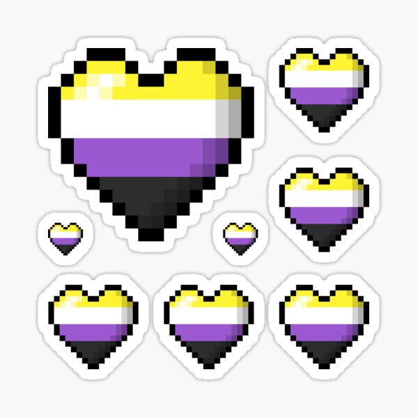 Large Pixel Heart Design in Non-Binary Pride Flag Colors Sticker