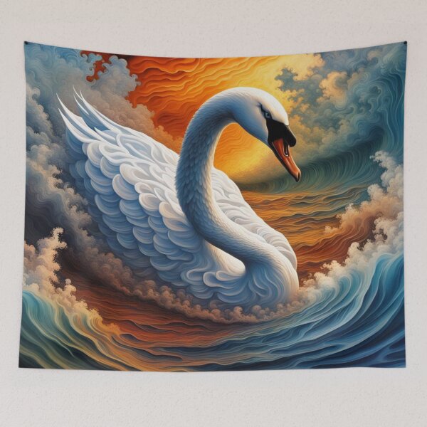 Item preview, Fine Embroidered White Swan designed and sold by purplesensation.