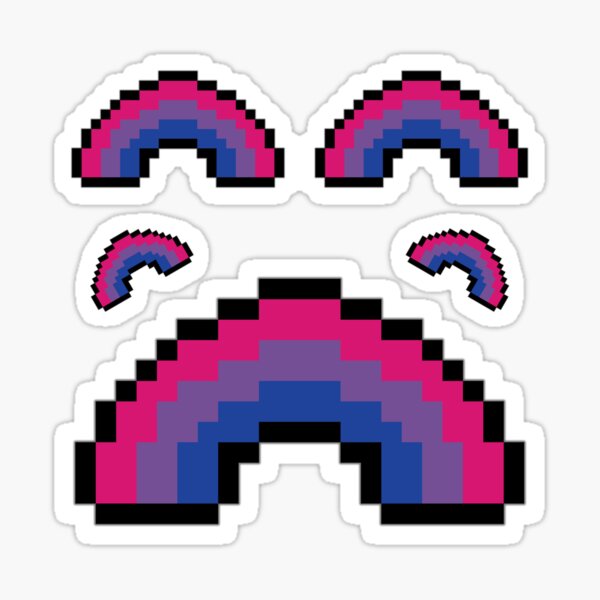Pixel Rainbow Design in Bisexual Pride Flag Colors Sticker