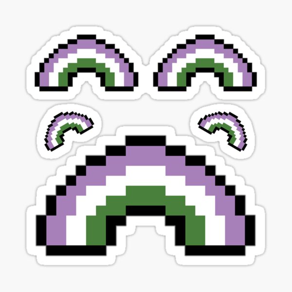Pixel Rainbow Design in Genderqueer Pride Flag Colors Sticker