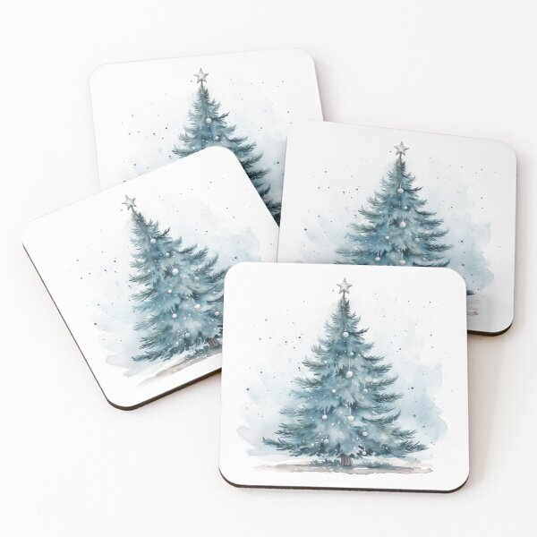 Item preview, Blue Watercolor Xmas Tree Winter Wonderland designed and sold by JinJinYoon.