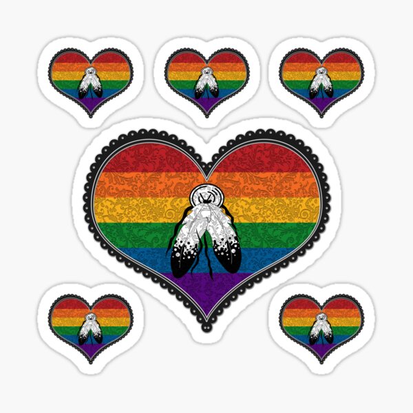 Elegant Two-Spirited Pride Decorative Heart in Pride Flag Colors Sticker