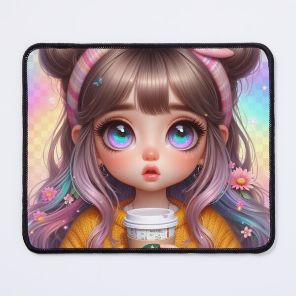 Item preview, Aesthetic Cute Big-eyed Girl Coffee Colourful designed and sold by AIExpressive.