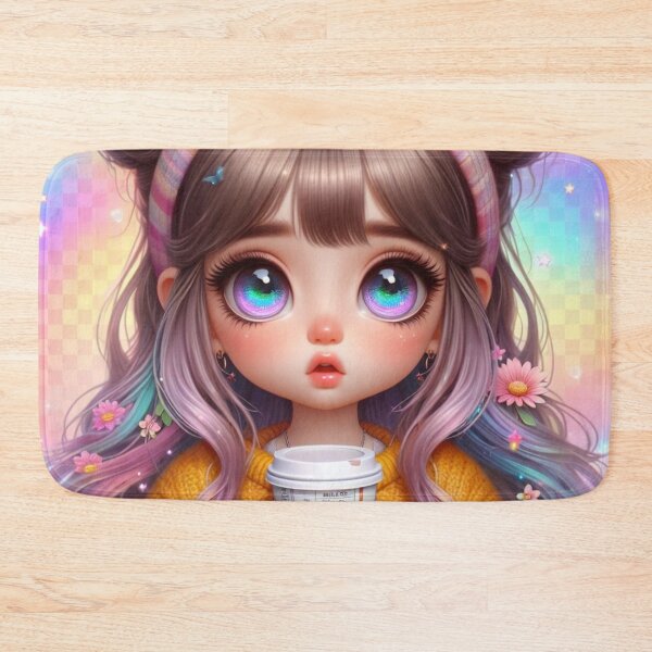 Item preview, Aesthetic Cute Big-eyed Girl Coffee Colourful designed and sold by AIExpressive.