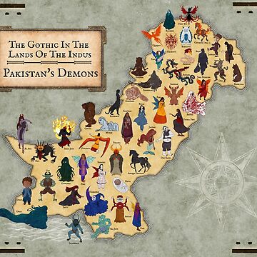 Artwork thumbnail, Illustrated Map | Mythical Creatures of Pakistan by Ajaibghar by Folkloristan
