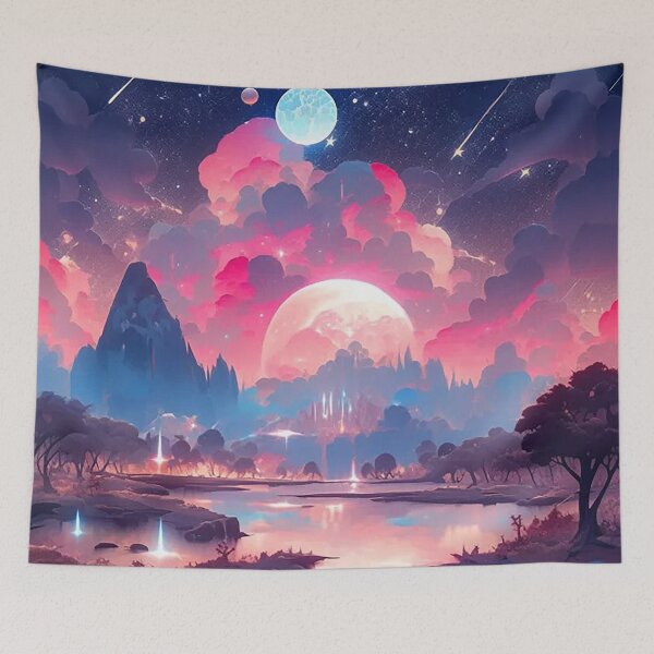 Item preview, Fantasy Meets Reality - Surreal Space and Nature Landscape designed and sold by PaintbrushPlace.