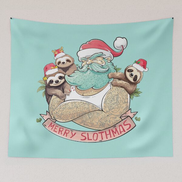 Item preview, Santa Claus and Merry Slothmas designed and sold by chillaxcats.