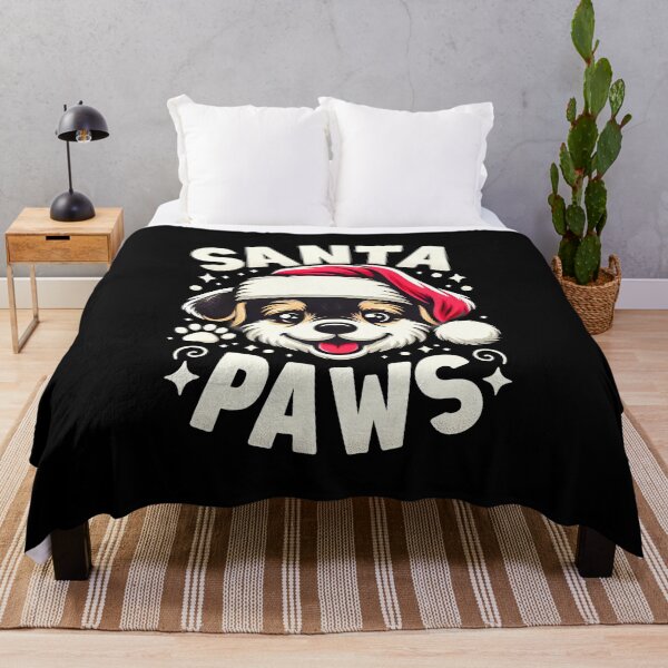 Item preview, Santa Paws in Xmas Festive White snow Writing Cute Christmas Dog Design designed and sold by SideKickCreates.