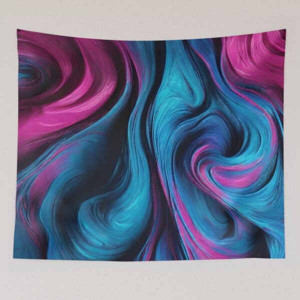 Item preview, Modern Abstract Fluid Art-Blue and Pink- designed and sold by artcolory.