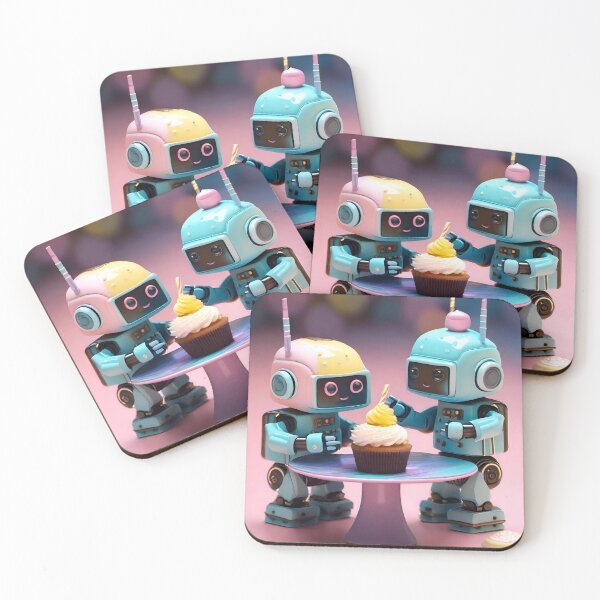 Item preview, Cute Robots with a Cupcake designed and sold by HalluciGenetics.