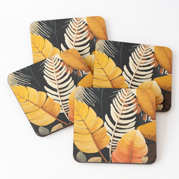 Item preview, Tropical Tranquility: Dark Beige and Light Amber Leaves Illustration designed and sold by Michele Lobgianizze.