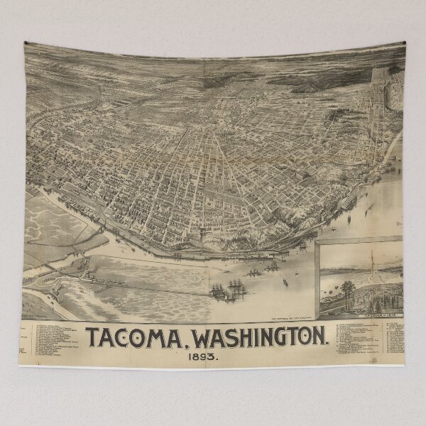 Item preview, Vintage Pictorial Map of Tacoma WA (1893) designed and sold by BravuraMedia.