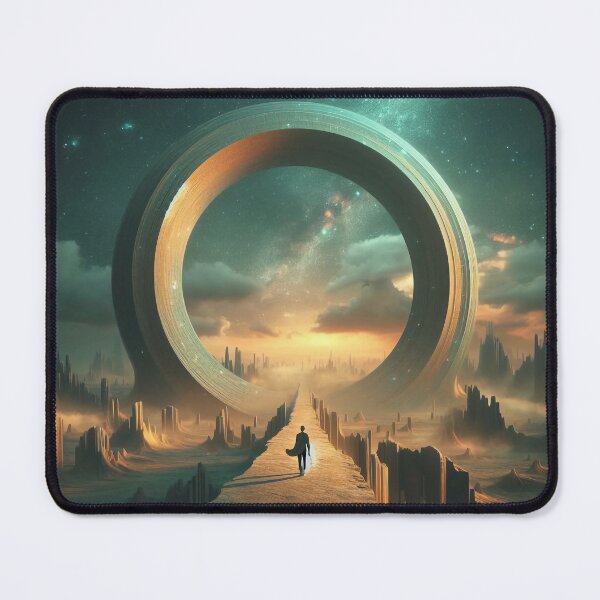Item preview, Surreal landscape of a man standing in front of a portal to another dimension designed and sold by DragonPurple.