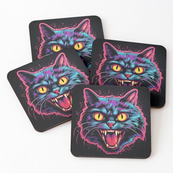 Item preview, Vintage Neon Cat Sticker designed and sold by JustOkayDesigns.