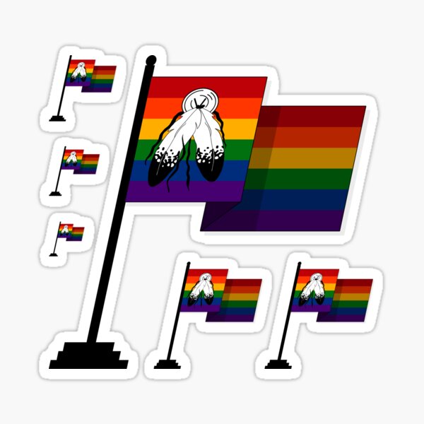 Large Waving Flag in Two-Spirited Pride Flag Colors Sticker