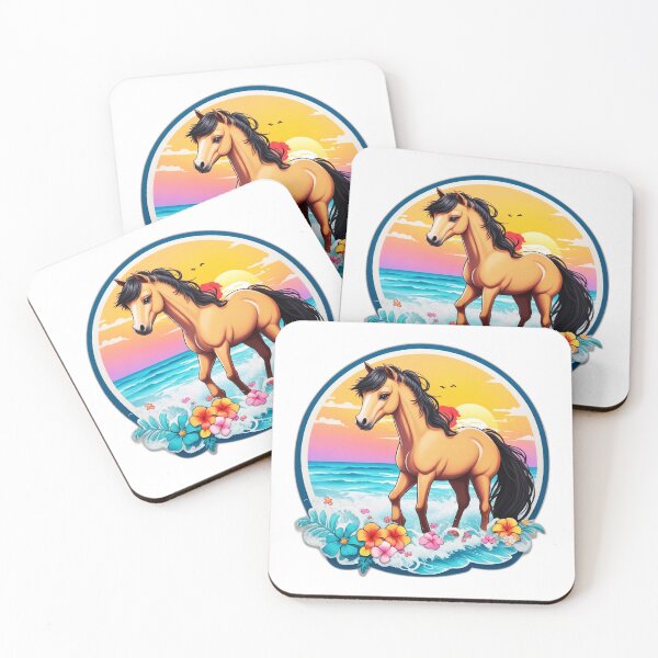Item preview, Cute Horse on a Beach with Hawaii Orchid Flowers designed and sold by NautiChic.