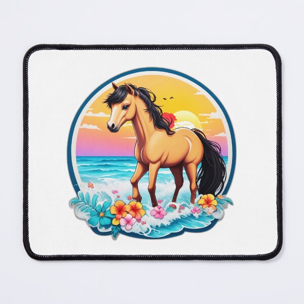 Item preview, Cute Horse on a Beach with Hawaii Orchid Flowers designed and sold by NautiChic.