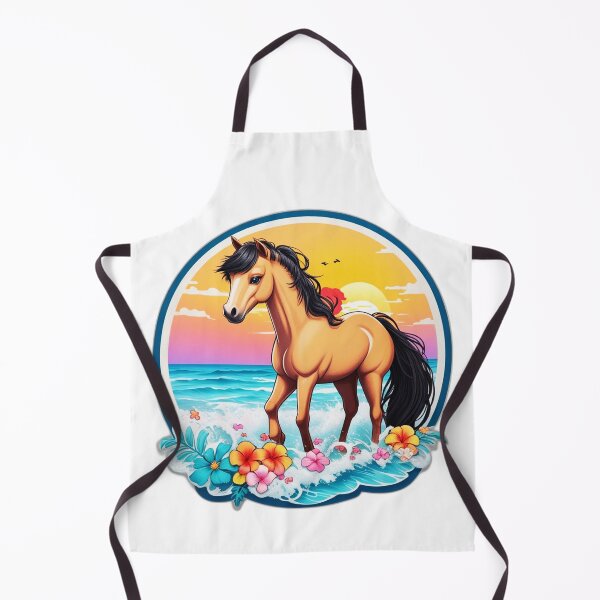 Item preview, Cute Horse on a Beach with Hawaii Orchid Flowers designed and sold by NautiChic.