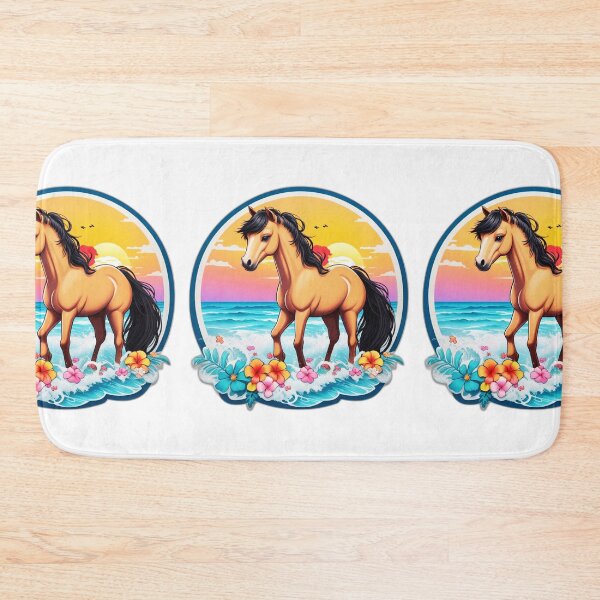 Item preview, Cute Horse on a Beach with Hawaii Orchid Flowers designed and sold by NautiChic.