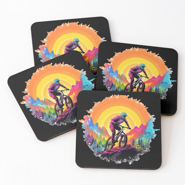 Item preview, Mountain bike glow: neon adventures in the mountains designed and sold by WallGemsArt.