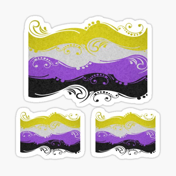 Fancy Swooped and Swirled Non-Binary Pride Flag Background Sticker