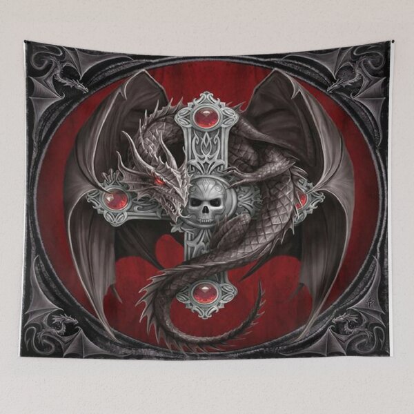 Item preview, Cool Grey Dragón Dragons Dragon With Cross designed and sold by leen12 Art Designs Prints.