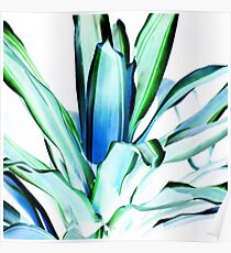 Plant Leaves Abstract Green Blue Poster