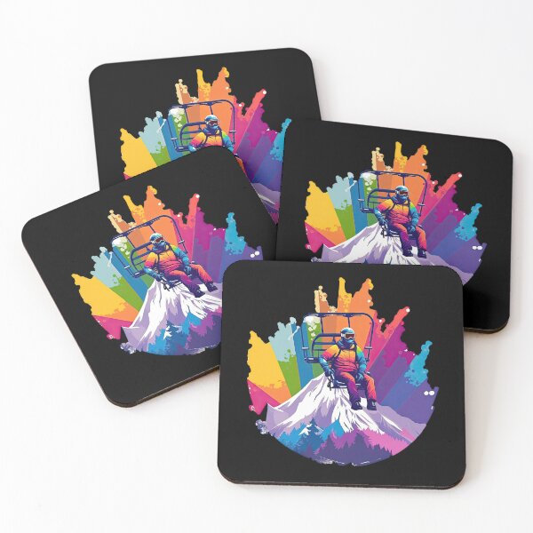 Item preview, Neon Heights: Ski lift adventure in a glowing mountain backdrop designed and sold by WallGemsArt.