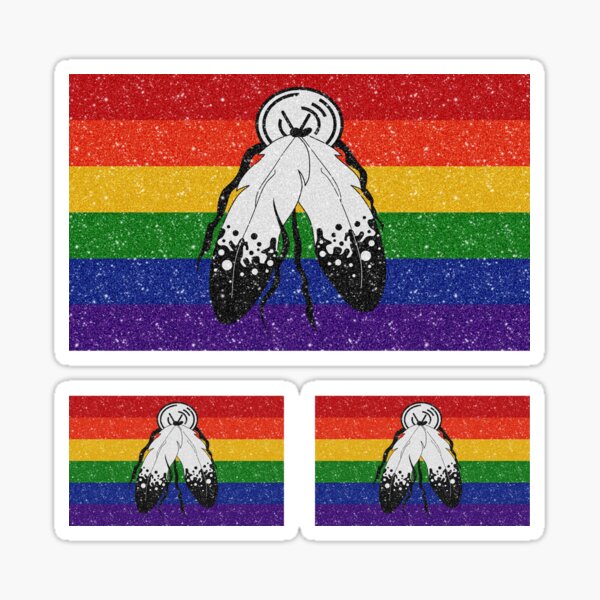 Faux Glitter Two-Spirited Pride Flag Background Sticker