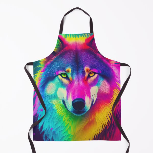 Item preview, Neon Rainbow Cyberpunk Wolf designed and sold by craftyvixenart.