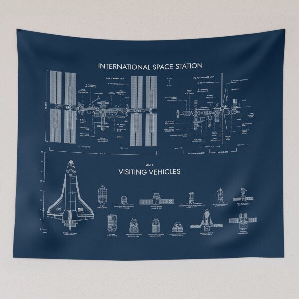 Item preview, International Space Station and Past Present and Future Visiting Vehicles (Navy Background) designed and sold by BGALAXY.
