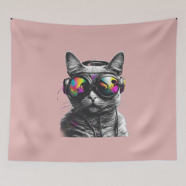Item preview, Cool cat with headphones and sunglasses designed and sold by KarakitAI.